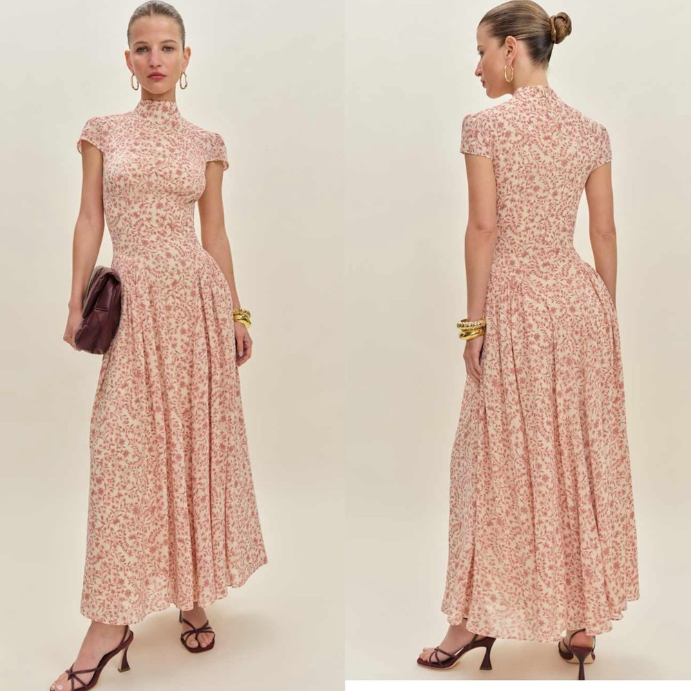 Reformation Maven Dress in Corrine Floral Pink Maxi Dress 4